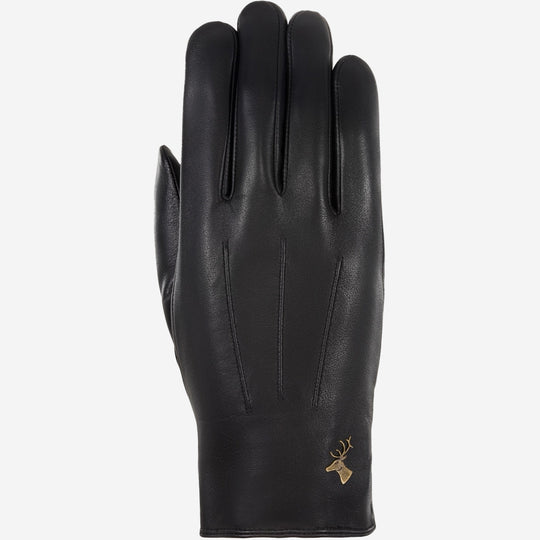 Al Capone (noir) - Gants tactiles en cuir de mouton et doublure luxueuse en fausse fourrure