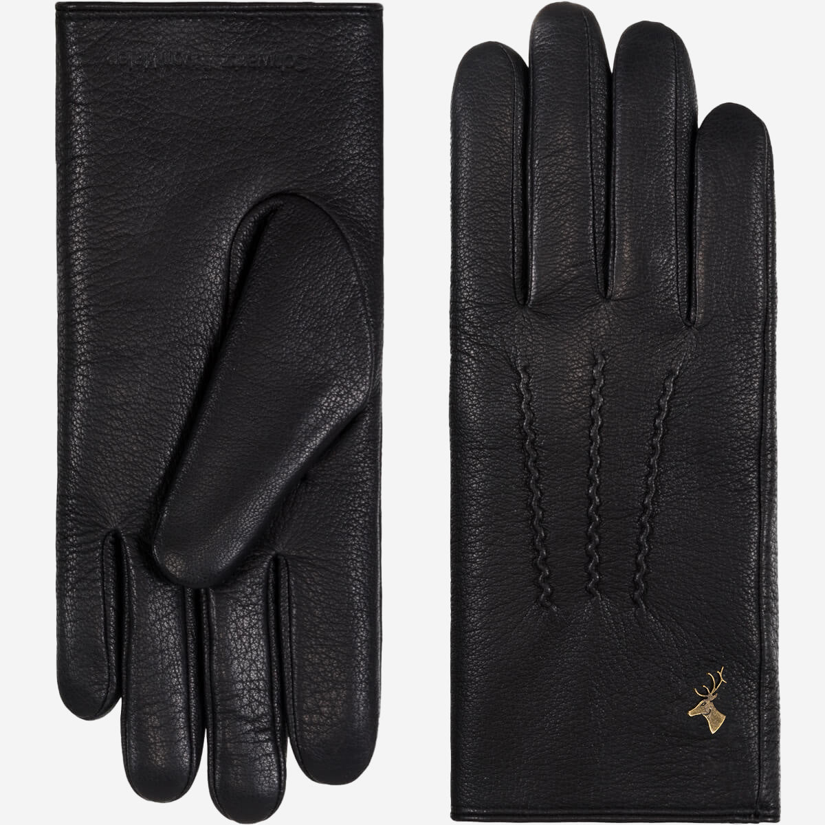 Alessandra (noir) - Gants tactiles en cuir de chèvre et doublure en laine d'agneau - Schwartz & von Halen FR - Gants en Cuir - 2