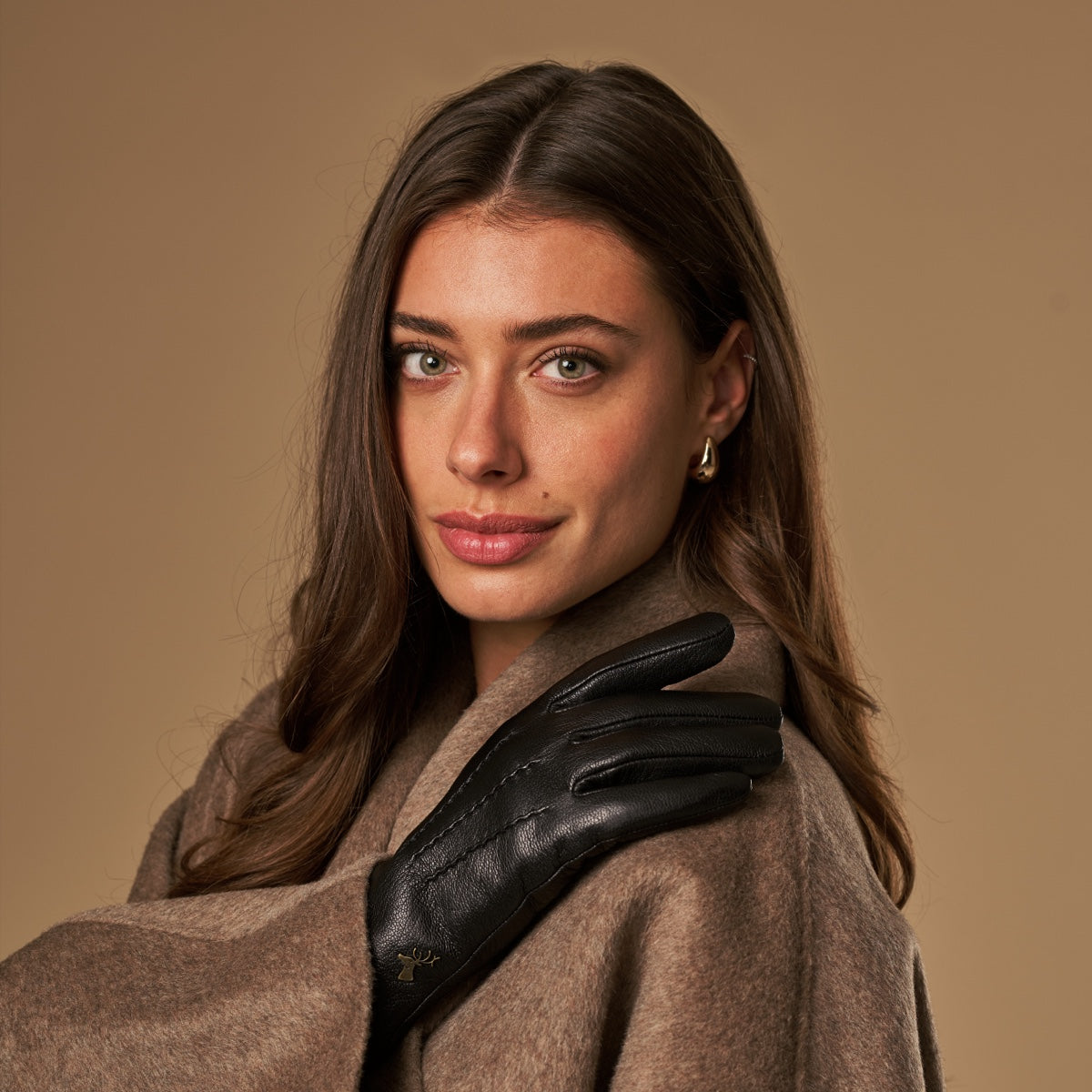 Alessandra (noir) - Gants tactiles en cuir de chèvre et doublure en laine d'agneau - Schwartz & von Halen FR - Gants en Cuir - 9