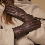 Alessandra (marron) - Gants tactiles en cuir de chèvre et doublure en laine d'agneau - Schwartz & von Halen FR - Gants en Cuir - 9