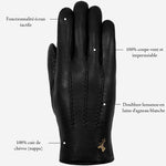 Alessandra (noir) - Gants tactiles en cuir de chèvre et doublure en laine d'agneau - Schwartz & von Halen FR - Gants en Cuir - 14