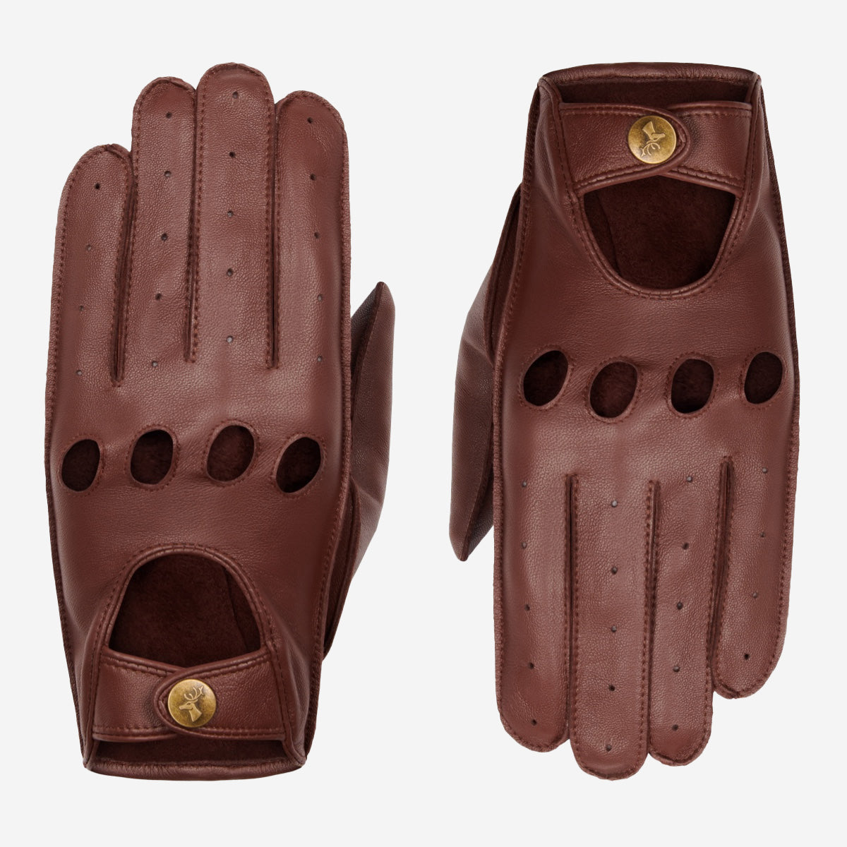 Alexis (marron) - Gants tactiles de conduite classiques en cuir d'agneau  - Schwartz & von Halen FR - Gants en Cuir - 2