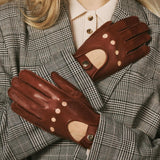 Alexis (cognac) - Gants tactiles de conduite classiques en cuir d'agneau