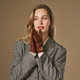 Alexis (cognac) - Gants tactiles de conduite classiques en cuir d'agneau