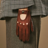 Alexis (cognac) - Gants tactiles de conduite classiques en cuir d'agneau