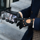 Alexis (noir) - Gants tactiles de conduite classiques en cuir d'agneau - Schwartz & von Halen FR - Gants en Cuir - 4