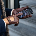 Alexis (marron) - Gants tactiles de conduite classiques en cuir d'agneau  - Schwartz & von Halen FR - Gants en Cuir - 4