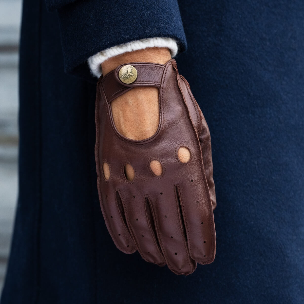 Alexis (marron) - Gants tactiles de conduite classiques en cuir d'agneau  - Schwartz & von Halen FR - Gants en Cuir - 7