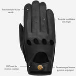 Alexis (noir) - Gants tactiles de conduite classiques en cuir d'agneau - Schwartz & von Halen FR - Gants en Cuir - 8