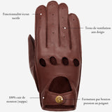 Alexis (marron) - Gants tactiles de conduite classiques en cuir d'agneau  - Schwartz & von Halen FR - Gants en Cuir - 8