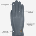 Ivy (gris) - Gants tactiles en cuir de mouton et doublure en laine/cachemire - Schwartz & von Halen FR - Gants en Cuir - 12