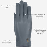 Ivy (gris) - Gants tactiles en cuir de mouton et doublure en laine/cachemire - Schwartz & von Halen FR - Gants en Cuir - 12