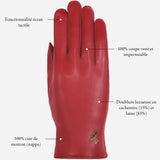 Ivy (rouge) - Gants tactiles en cuir de mouton et doublure en laine/cachemire - Schwartz & von Halen FR - Gants en Cuir - 9