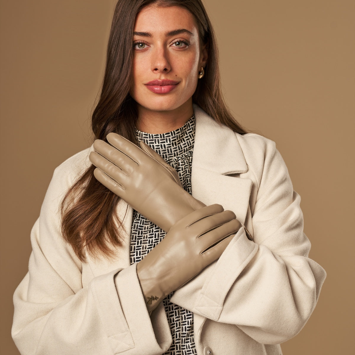 Ivy (beige) - Gants tactiles en cuir de mouton et doublure en laine/cachemire - Schwartz & von Halen FR - Gants en Cuir - 8