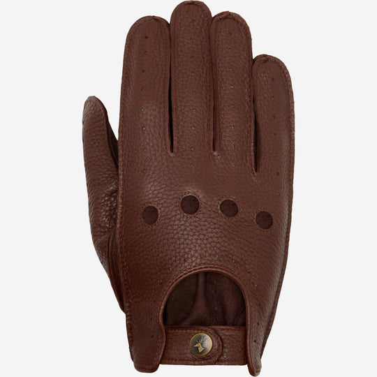 Austin (marron) – luxueux gants de conduite en cuir de cerf américain