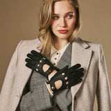 Cecilia (noir) - Gants de conduite pour femmes en cuir de pécari exclusif