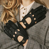 Cecilia (noir) - Gants de conduite pour femmes en cuir de pécari exclusif