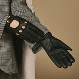 Cecilia (noir) - Gants de conduite pour femmes en cuir de pécari exclusif