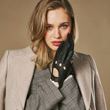 Cecilia (noir) - Gants de conduite pour femmes en cuir de pécari exclusif