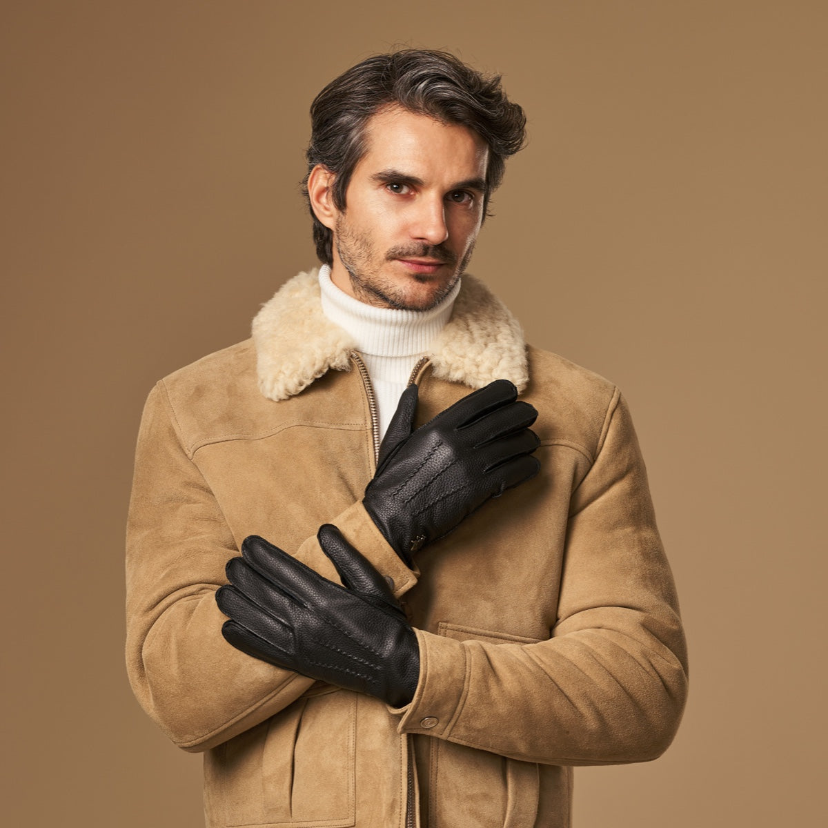 Charles – luxueux gants en cuir de cerf américain avec doublure chaude en cachemire - Schwartz & von Halen FR - Gants en Cuir - 5