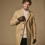 Charles (marron) – Luxueux gants en cuir de cerf américain doublés de cachemire chaud