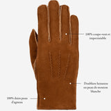 Clooney (cognac) - Gants en daim et doublure luxueuse en peau de mouton - Schwartz & von Halen FR - Gants en Cuir - 9