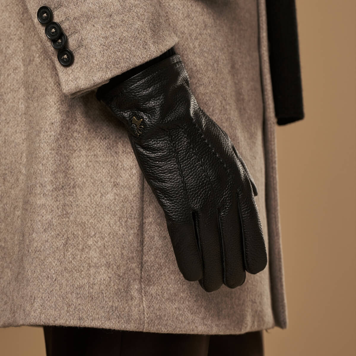 Columbus (noir) - Gants en cuir de cerf (American deerskin) et doublure en laine - Schwartz & von Halen FR - Gants en Cuir - 6