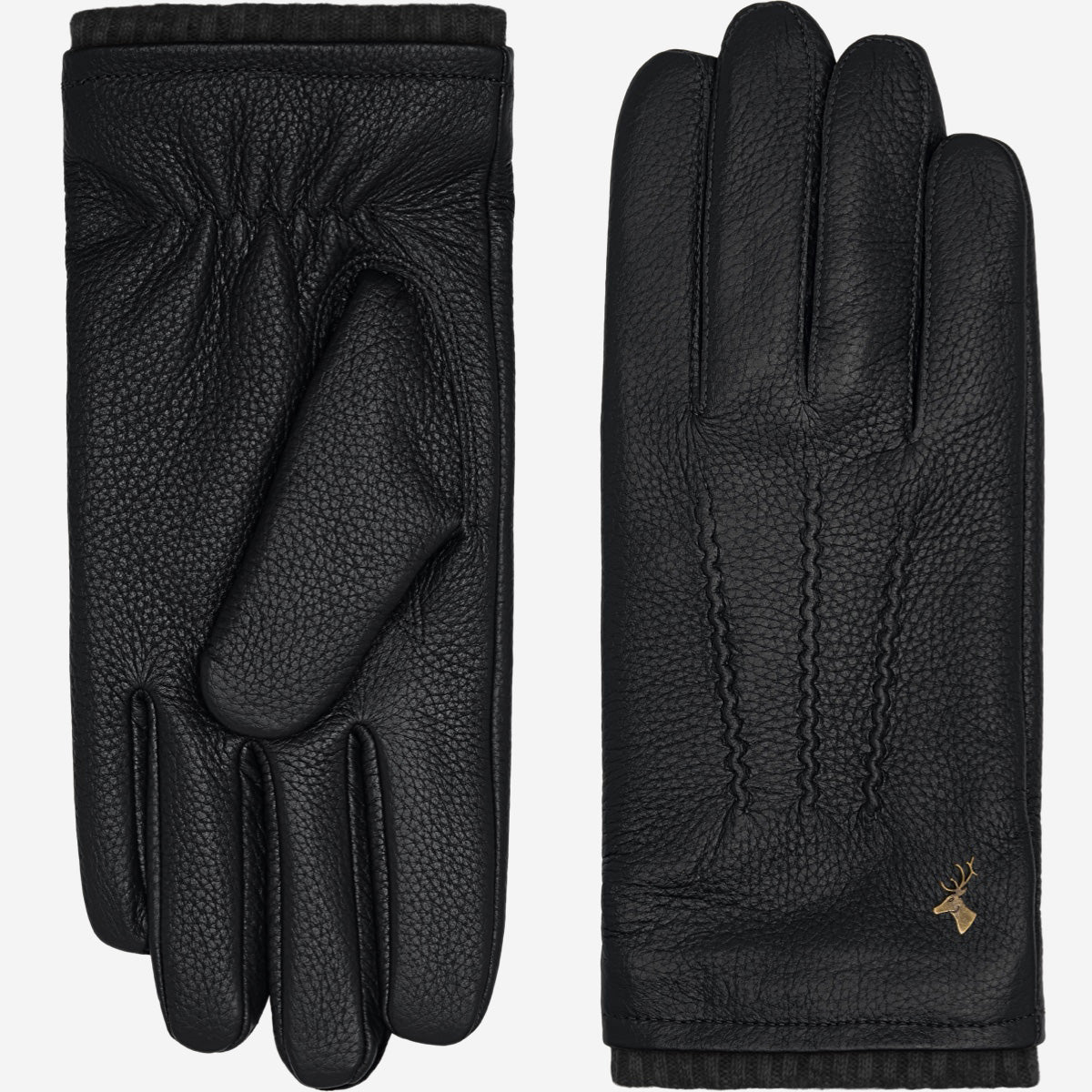 Columbus (noir) - Gants en cuir de cerf (American deerskin) et doublure en laine - Schwartz & von Halen FR - Gants en Cuir - 2
