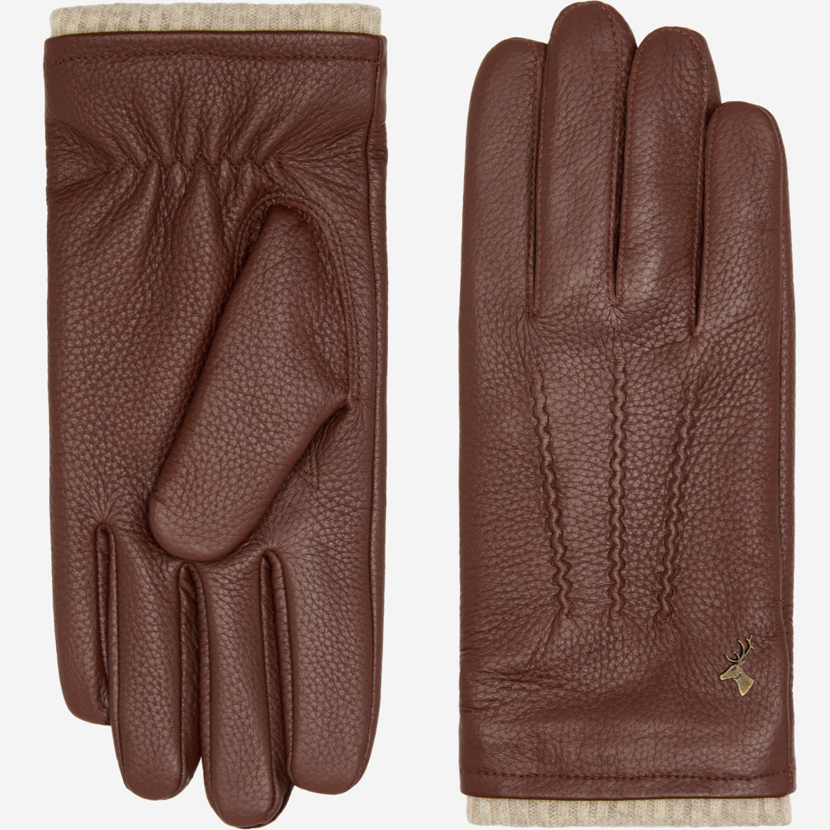 Columbus (marron) - Gants en cuir de cerf (American deerskin) et doublure en laine - Schwartz & von Halen FR - Gants en Cuir - 2