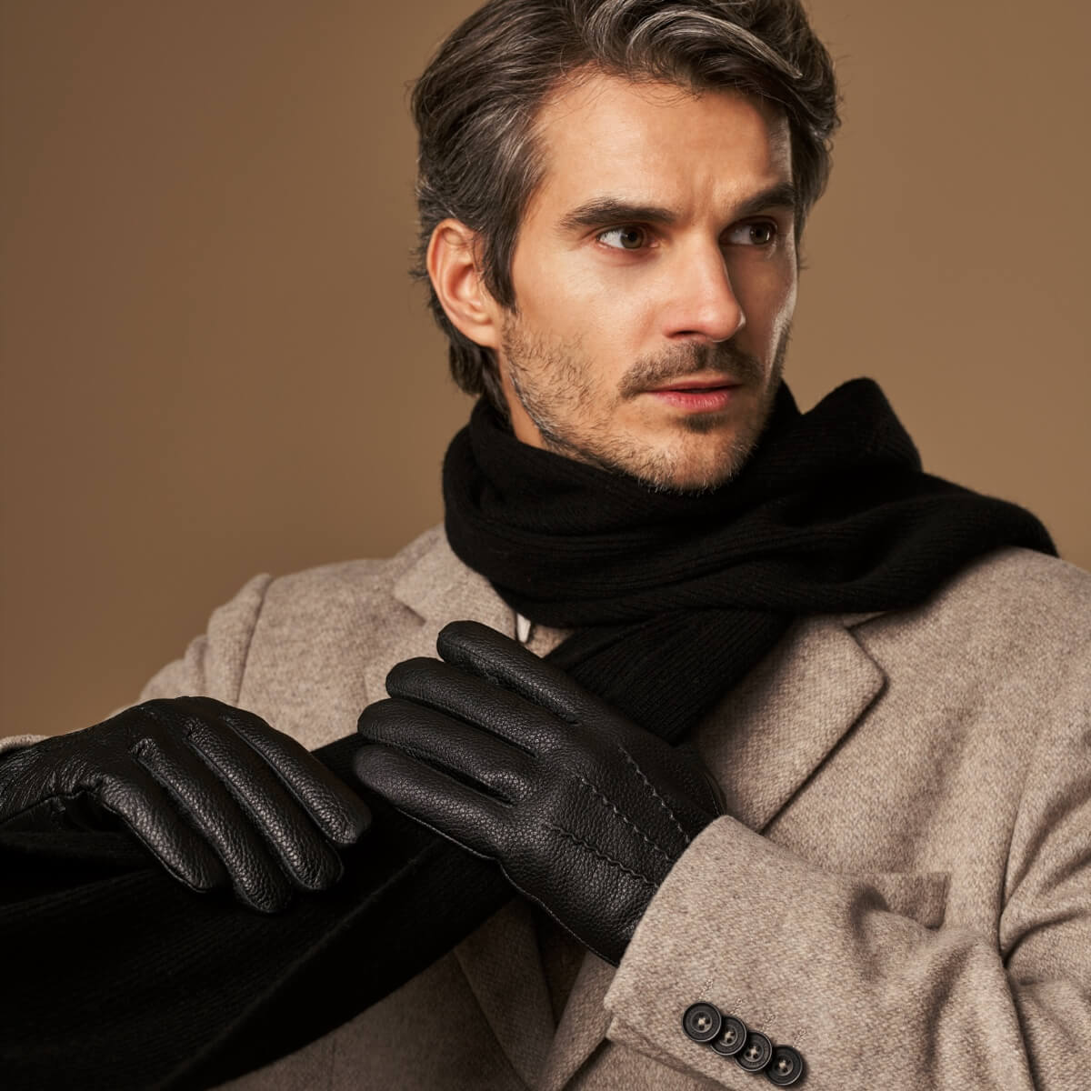 Columbus (noir) - Gants en cuir de cerf (American deerskin) et doublure en laine - Schwartz & von Halen FR - Gants en Cuir - 7