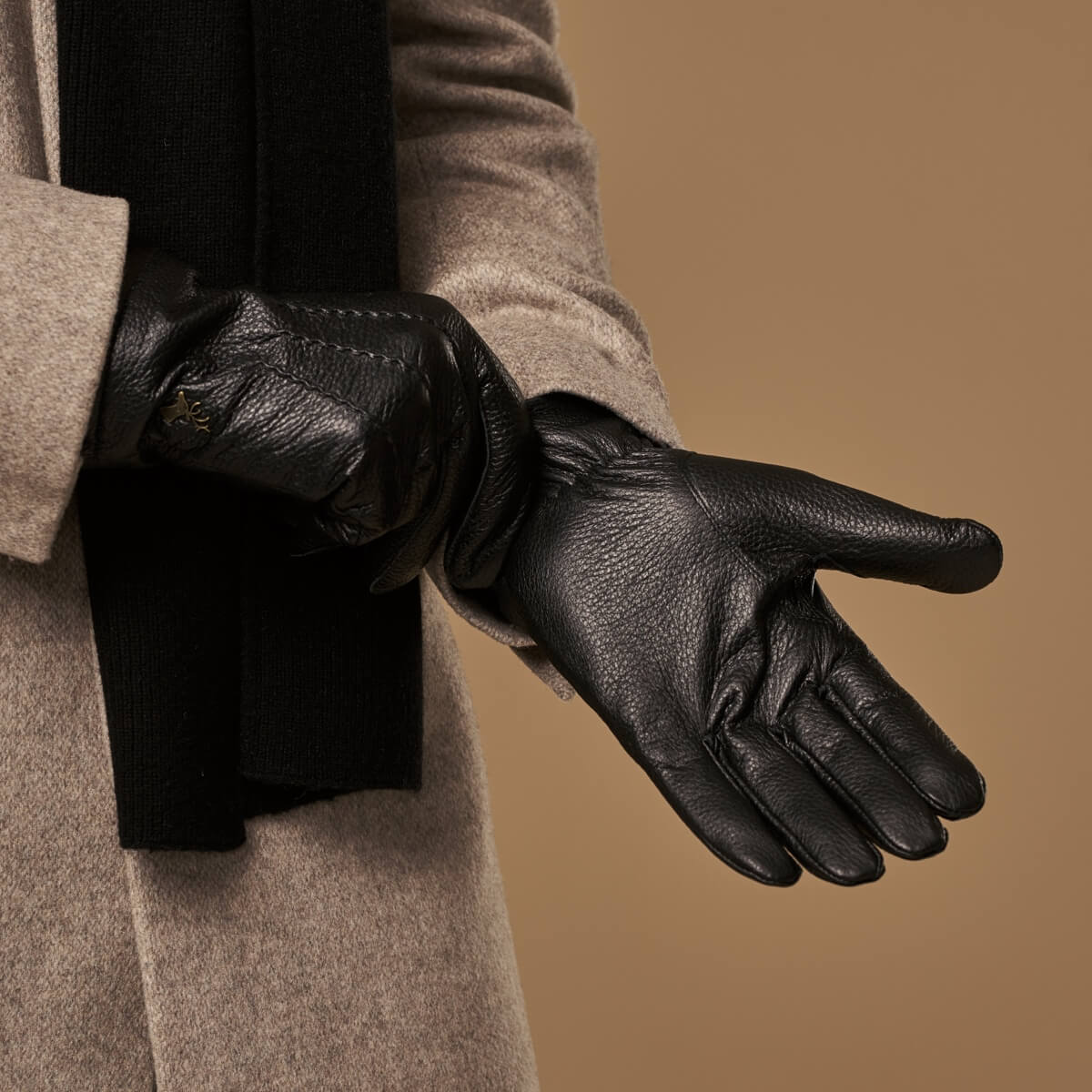 Columbus (noir) - Gants en cuir de cerf (American deerskin) et doublure en laine - Schwartz & von Halen FR - Gants en Cuir - 8
