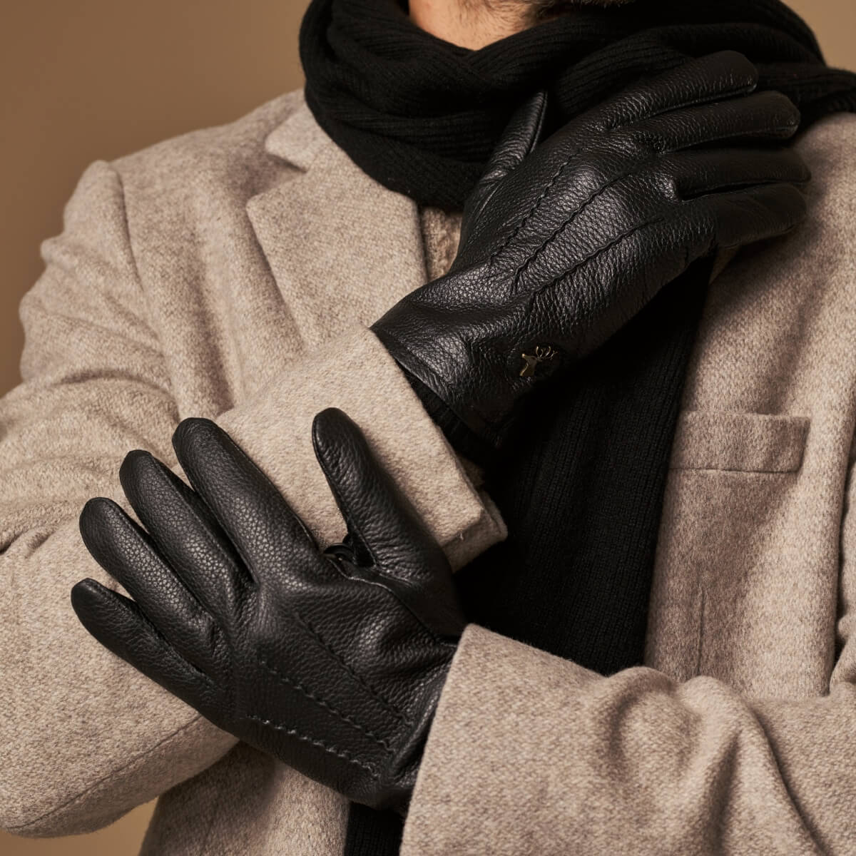 Columbus (noir) - Gants en cuir de cerf (American deerskin) et doublure en laine - Schwartz & von Halen FR - Gants en Cuir - 10
