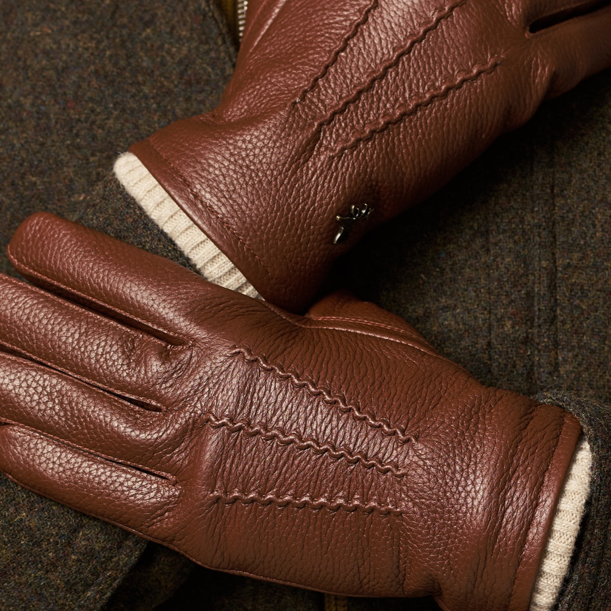 Columbus (marron) - Gants en cuir de cerf (American deerskin) et doublure en laine - Schwartz & von Halen FR - Gants en Cuir - 10