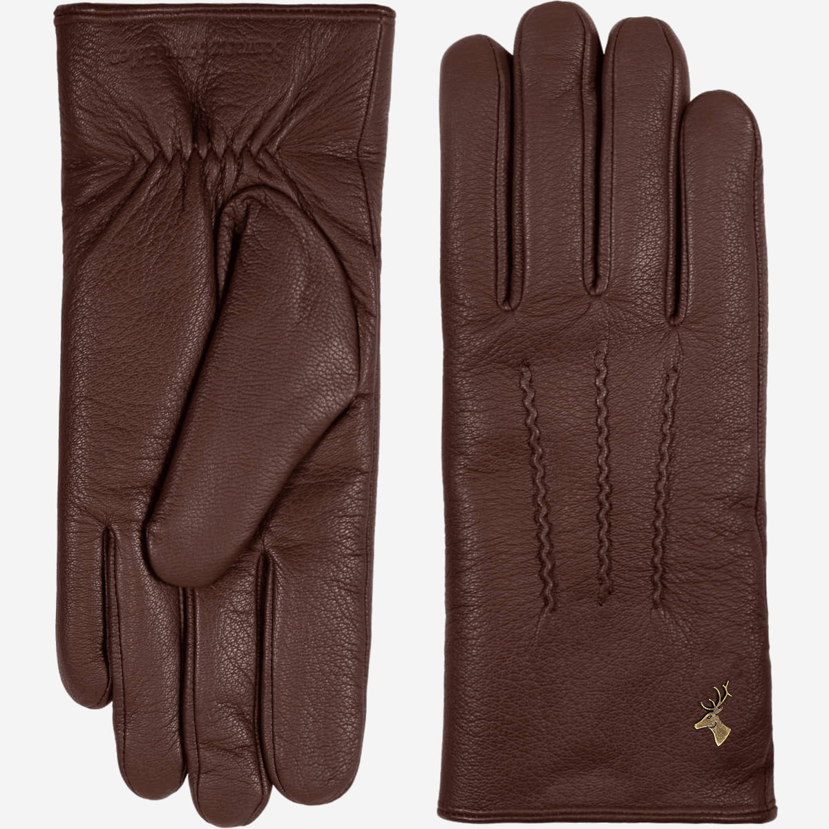 Hunter (marron) - Gants tactiles en cuir de chèvre et doublure en laine d'agneau - Schwartz & von Halen FR - Gants en Cuir - 2