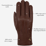 Hunter (marron) - Gants tactiles en cuir de chèvre et doublure en laine d'agneau - Schwartz & von Halen FR - Gants en Cuir - 13
