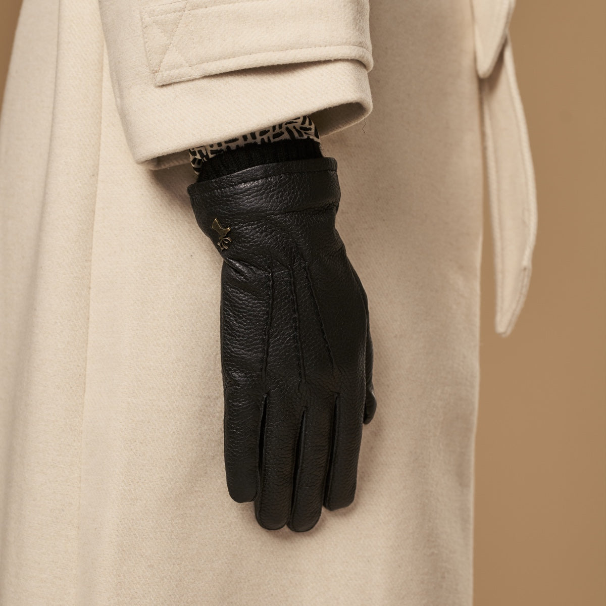 Emily (noir) - Gants en cuir de cerf (American deerskin) et doublure en laine - Schwartz & von Halen FR - Gants en Cuir - 9