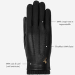 Emily (noir) - Gants en cuir de cerf (American deerskin) et doublure en laine - Schwartz & von Halen FR - Gants en Cuir - 12