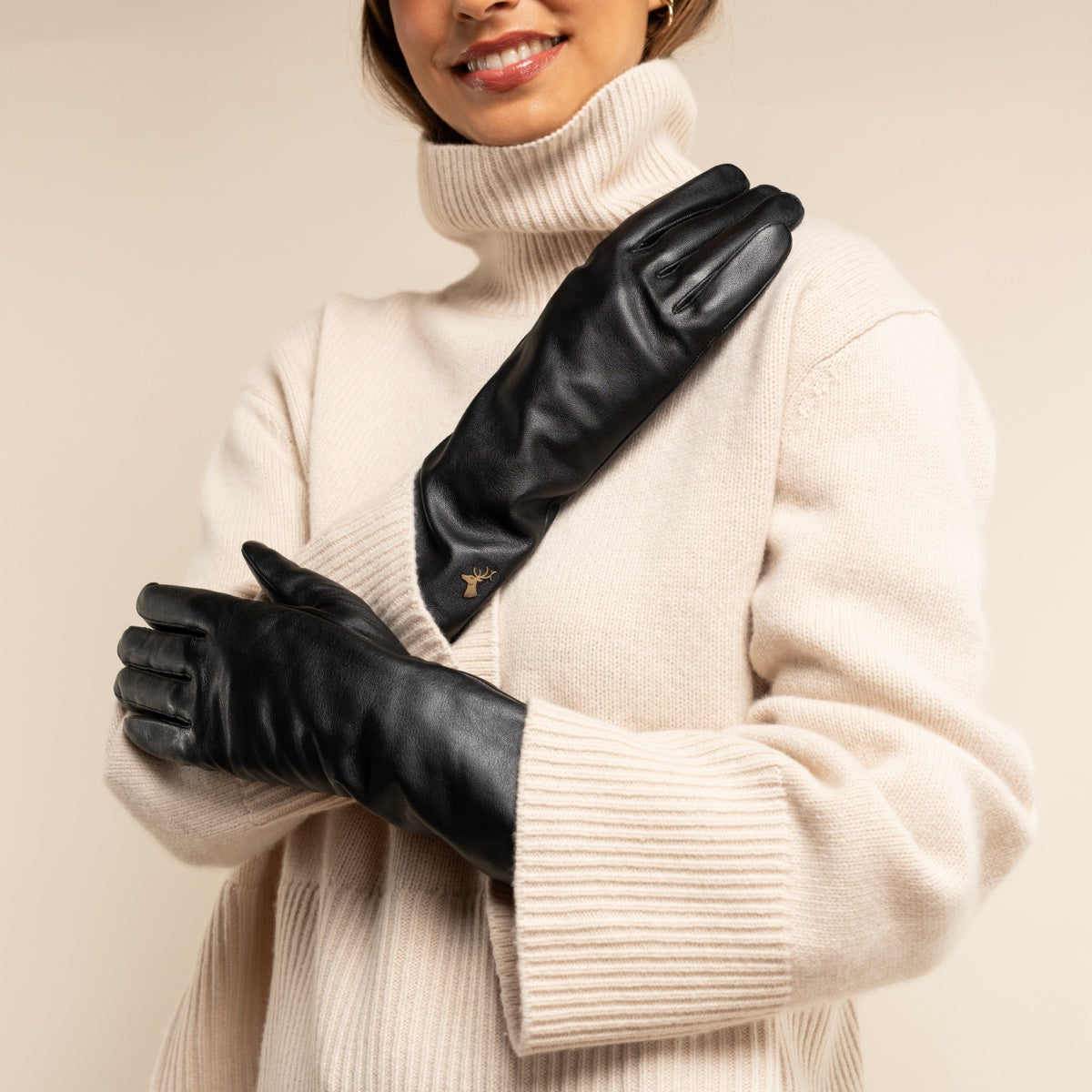 Emma - Gants en peau de mouton extra longs avec doublure en laine/cachemire & fonction écran tactile - Schwartz & von Halen FR - Gants en Cuir - 11