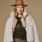 Emma (taupe) - Gants extra-longs en cuir de mouton avec doublure luxueuse en cachemire et fonction tactile