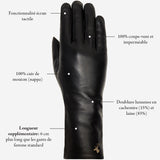 Emma - Gants en peau de mouton extra longs avec doublure en laine/cachemire & fonction écran tactile - Schwartz & von Halen FR - Gants en Cuir - 14