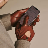 Gosling (cognac) - Gants tactiles de conduite classiques en cuir d'agneau