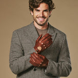 Gosling (cognac) - Gants tactiles de conduite classiques en cuir d'agneau