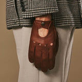 Gosling (cognac) - Gants tactiles de conduite classiques en cuir d'agneau