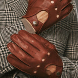 Gosling (cognac) - Gants tactiles de conduite classiques en cuir d'agneau