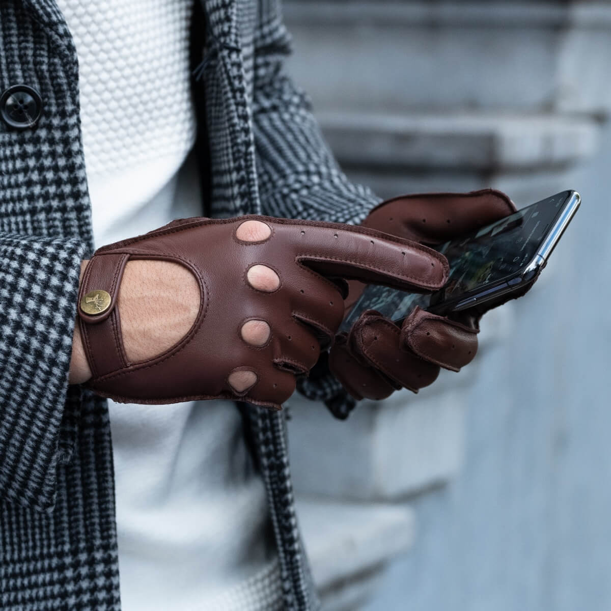 Gosling (marron) - Gants tactiles de conduite classiques en cuir d'agneau  - Schwartz & von Halen FR - Gants en Cuir - 3