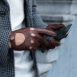 Gosling (marron) - Gants tactiles de conduite classiques en cuir d'agneau  - Schwartz & von Halen FR - Gants en Cuir - 3