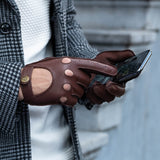 Gosling (marron) - Gants tactiles de conduite classiques en cuir d'agneau  - Schwartz & von Halen FR - Gants en Cuir - 3