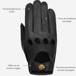Gosling (noir) - Gants tactiles de conduite classiques en cuir d'agneau  - Schwartz & von Halen FR - Gants en Cuir - 8