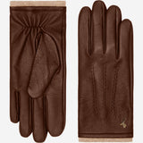 Harvey (marron) - Gants en peau de chèvre avec luxueuse doublure en laine & fonction écran tactile