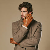 Harvey (cognac) - Gants en peau de chèvre avec luxueuse doublure en laine & fonction écran tactile